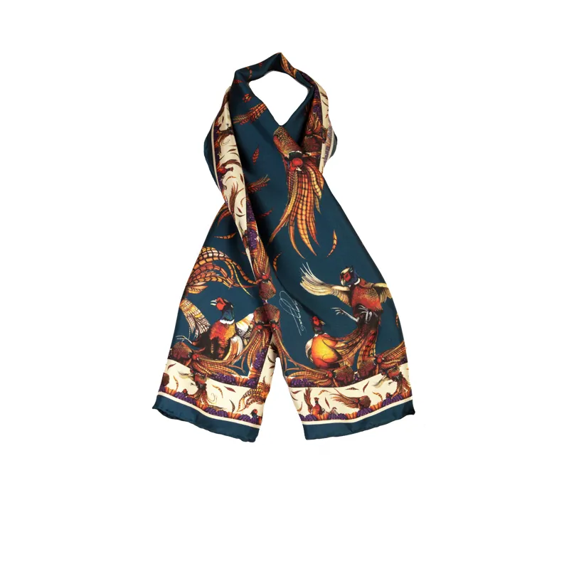 Clare Haggas Navy George and Friends Narrow Silk Scarf